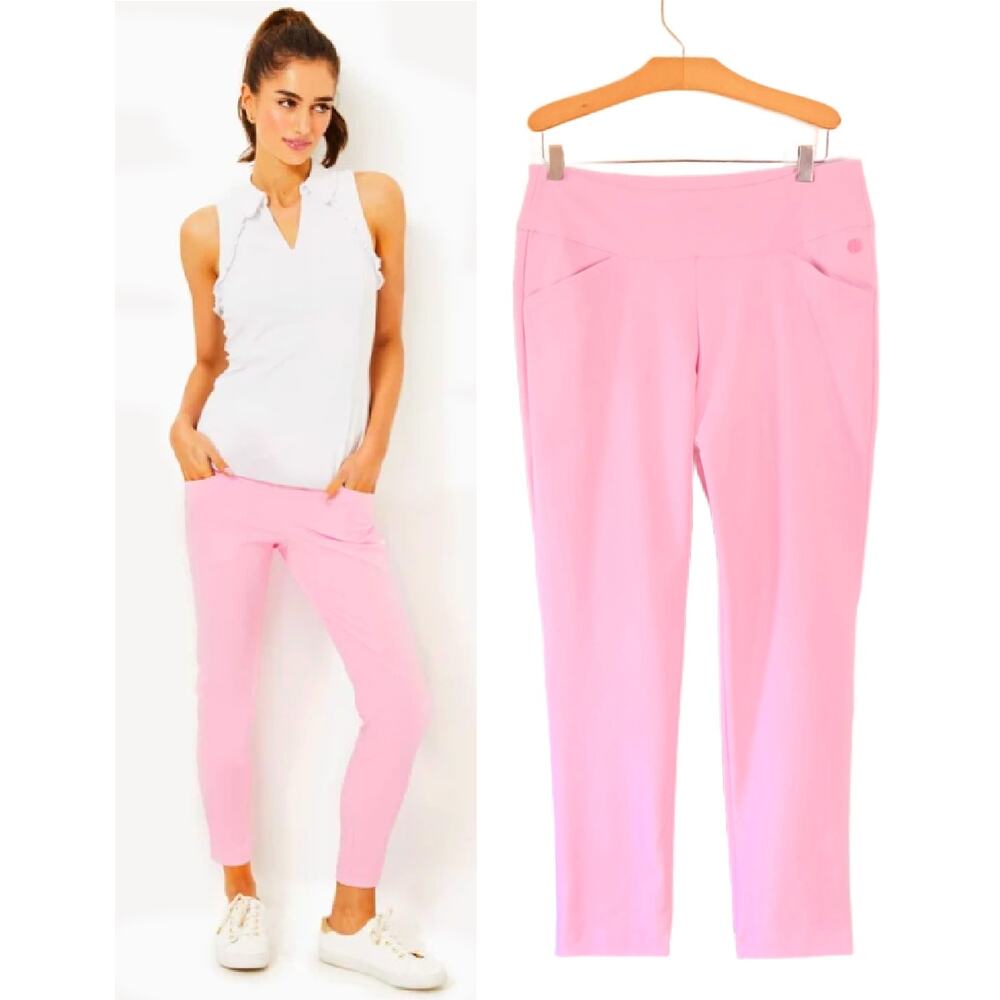 LILLY PULITZER Corso Luxeletic Pant Size 6 Shell Pink Golf Slim Stretch